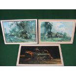 Three Terence Cuneo prints to comprise: Jubilee No. 5993 climbing the Lickey Incline - 33.25" x 23.