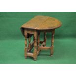 20th century oak gateleg occasional table the top having bow ends with D shaped drop leaves