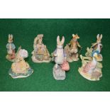 Group of seven Border Fine Arts Beatrix Potter figures to include: BP11 Miss Rabbit At Work,