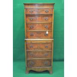 20th century walnut chest on chest the top having moulded edge over four graduated drawers with