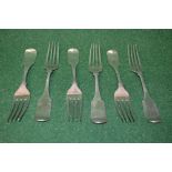 Set of six Britannia silver dinner forks,