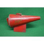 Hobart hand held fire extinguisher having red painted body with transfer Hobart logo having top