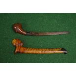 Wooden sheathed knife having steel blade with parrotts head carved wooden handle - 8.