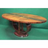 20th century walnut dining room suite the oval dining table having inlaid central strip of tigers