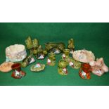 Group of sixteen Sylvac vases and dishes each having applied figures of pixies of gnomes