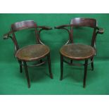 Pair of Jacob and Josef Kohn bentwood armchairs,