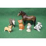 Beswick Exmoor figure of a horse together with a Beswick Beatrix Potter Miss Moppet figure,