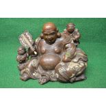 Possibly 19th century wooden carved figure of the famous monk Budai (pronounced Hotei in Japanese),