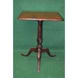 19th century mahogany tip top occasional table having square top with rounded corners supported on