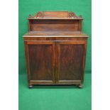 Mahogany chiffonier having raised back with shelf supported by turned columns over two doors