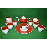 Susie Cooper Polka Dot tea set to comprise: seven cups, seven saucers, six side plates, cake plate,