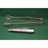 Pair of Peter & William Bateman silver sugar tongs,