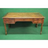 French walnut writing desk the top having moulded edge over single long central drawer flanked by
