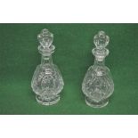 Pair of Waterford possibly Lismore pattern decanters having cut glass bodies,