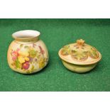 Royal Worcester vase having floral decoration and pink/purple back stamp - 3" tall together with a