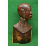 Large ebony North West Africa carved bust of a woman,