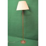 Copper standard lamp having cylindrical upright leading to a circular stepped base - 58" tall