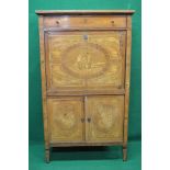 19th century mahogany inlaid secretaire a abbatant having single long drawer at the top with brass