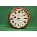 E Rippon, Sheffield, eight day circular fusee wall clock having mahogany case with white dial,