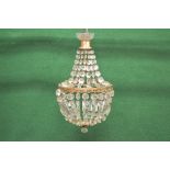 Single bag light chandelier having cut glass drops