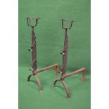 Pair of iron fire dogs in the form of chimney jacks - 32.