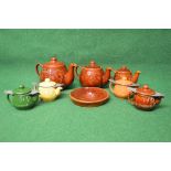 Sylvac brown glazed five piece tea set to comprise: three teapots,