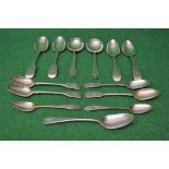 Group of thirteen various silver spoons to comprise: teaspoons,