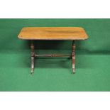 Rosewood occasional table the rectangular top having shaped corners with brass inlaid decoration