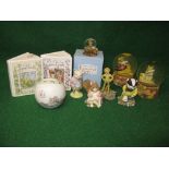Border Fine Arts Peter Pan figure together with three snow globes,