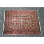 Brown ground rug having cream and black pattern - 48" x 35"