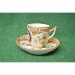 19th century Chamberlain Worcester porcelain cup and saucer having decoration of panels of Chinese