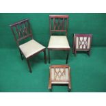 Set of four American 1920's Leg-o-matic folding campaign style chairs,