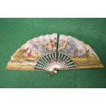 18th/19th century hand painted folding fan having decoration of figures (af)