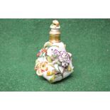 Worcester Chamberlain scent bottle having applied raised decoration of flowers and marked to base