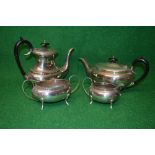 Silver four piece tea set having Greek Key design, marked for London (gross weight approx 55.