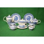 Alfred Meakin Staffordshire blue and white twelve place The Courtship and Romance tea and dinner
