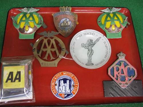 Seven car badges to include: Kuwait International Touring & Automobile Club, four AA, RAC,