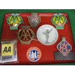 Seven car badges to include: Kuwait International Touring & Automobile Club, four AA, RAC,