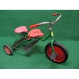 1994 Bruderhof tricycle of robust construction with green tubular steel frame,