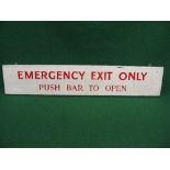 Hand written wooden sign Emergency Exit Only, Push Bar To Open,