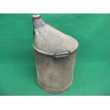 Large conical oil can with brass cap and two handles, embossed BR - 14.5" dia x 26.