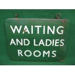 Double sided hanging enamel Southern Region platform sign Waiting And Ladies Rooms - 24" x 18" x 2"