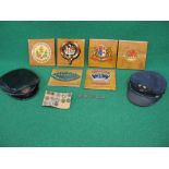 Quantity of varnished wooden plaques displaying railway company crest transfers,