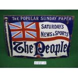 Enamel advertising sign for The People - The Popular Sunday Paper - Saturday's News & Sports,