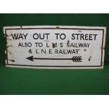 Large pre-war London Transport Underground enamel sign Way Out To Street Also To LMS Railway & LNE