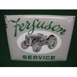 Reproduction enamel cushion sign for Ferguson Service featuring a T20 tractor,
