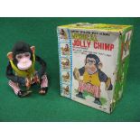 Daishin Made in Japan battery operated tinplate and plastic automaton The Jolly Chimp who plays his