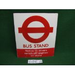 Double sided post mounted London Transport Bus Stand enamel sign with roundel,