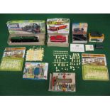 Airfix OO scale BR tank wagon kit, 6x6 truck, two fencing and gates and two civilian figures,