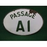 Double sided elliptical enamel sign A1 Passage,